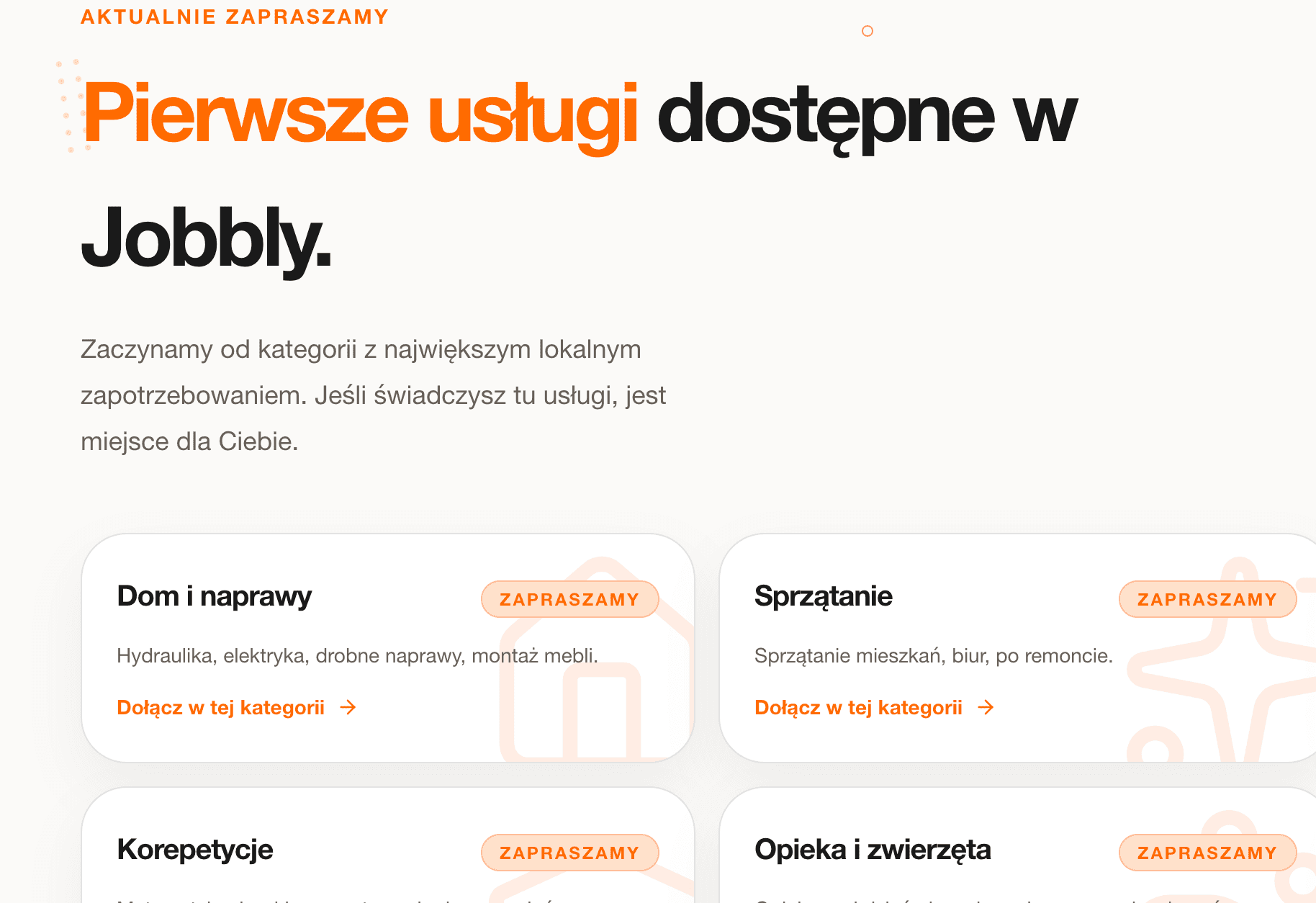 Kategorie usług Jobbly